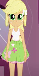 Size: 490x936 | Tagged: safe, artist:qbert2kcat, derpibooru import, applejack, equestria girls, g4, clothes, clothes swap, green skirt, shirt, skirt, solo