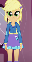 Size: 490x936 | Tagged: safe, artist:qbert2kcat, derpibooru import, applejack, equestria girls, g4, boots, clothes, clothes swap, hoodie, shirt, shoes, skirt, solo