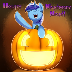 Size: 1280x1280 | Tagged: safe, artist:acersiii, derpibooru import, minuette, pony, halloween, holiday, jack-o-lantern, pumpkin, solo, tumblr:questioncolgatepony