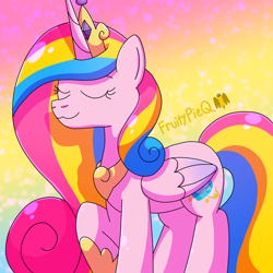 Size: 1000x1000 | Tagged: safe, artist:fruiitypieq, derpibooru import, princess cadance, alicorn, g4, alternate mane color, alternate tail color, female, pansexual, pansexual pride flag, pride, pride flag, solo