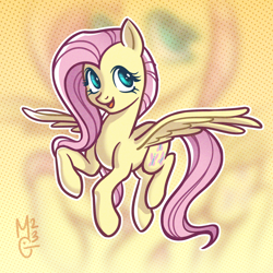 Size: 3000x3000 | Tagged: safe, artist:gmircea, derpibooru import, fluttershy, pegasus, pony, g4, aside glance, female, high res, looking at you, mare, open mouth, open smile, outline, smiling, smiling at you, solo, spread wings, three quarter view, white outline, wings, zoom layer