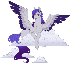 Size: 3391x3051 | Tagged: safe, artist:sleepy-nova, derpibooru import, oc, oc:corona mannor, pegasus, pony, cloud, colored wings, female, mare, simple background, solo, transparent background, two toned wings, wings