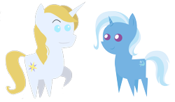 Size: 11970x6975 | Tagged: safe, artist:stagetechyart, artist:tikibat, derpibooru import, edit, prince blueblood, trixie, pony, unicorn, g4, absurd resolution, chibi, cute, duo, duo male and female, female, happy, horn, male, pointy ponies, prince bluebetes, raised hoof, raised leg, ship:bluetrix, shipping, simple background, smiling, straight, transparent background, vector, vector edit