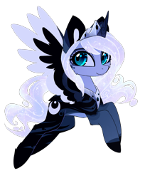 Size: 1945x2383 | Tagged: safe, artist:magnaluna, derpibooru import, part of a set, princess luna, alicorn, pony, g4, alternate design, alternate hairstyle, alternate universe, cheek fluff, colored wings, colored wingtips, crown, female, high res, horn, jewelry, looking at you, mare, peytral, regalia, simple background, smiling, smiling at you, solo, spread wings, tail, transparent background, white-haired luna, wings, zefiros codex