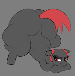 Size: 595x604 | Tagged: safe, derpibooru import, oc, oc only, oc:zippers, earth pony, pony, bald, cute, fat, female, gray background, mare, simple background, solo