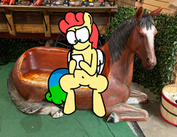 Size: 2048x1578 | Tagged: safe, artist:professorventurer, derpibooru import, editor:professorventurer, oc, oc:power star, pegasus, bench, female, horch, mare, note, pegasus oc, ponified, rule 85, super mario 64