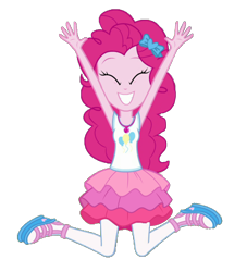 Size: 1354x1492 | Tagged: safe, artist:blockslikepl, derpibooru import, pinkie pie, human, equestria girls, g4, eyes closed, female, jumping, simple background, smiling, solo, transparent background