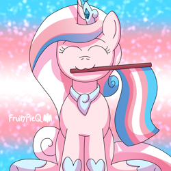 Size: 1000x1000 | Tagged: safe, artist:fruiitypieq, derpibooru import, princess cadance, alicorn, female, pride, pride flag, pride month, solo, transgender pride flag