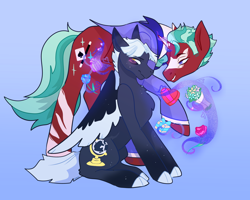 Size: 4500x3600 | Tagged: safe, artist:fhroggy, derpibooru import, oc, oc only, pegasus, pony, unicorn, duo, gradient background, horn, pegasus oc, unicorn oc