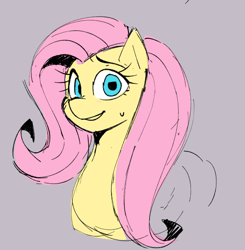 Size: 606x619 | Tagged: safe, artist:inkbloto, derpibooru import, fluttershy, pegasus, pony, g4, bust, looking at you, nervous, nervous smile, simple background, sketch, smiling, solo, sweat, sweatdrop