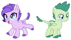 Size: 613x345 | Tagged: source needed, safe, artist:kianamai, derpibooru import, oc, oc only, oc:crystal clarity, oc:turquoise blitz, dracony, dragon, hybrid, pony, g4, brother and sister, cute, duo, female, hybrid oc, interspecies, interspecies offspring, kilalaverse, male, offspring, parent:rarity, parent:spike, parents:sparity, siblings, simple background, transparent background, vector