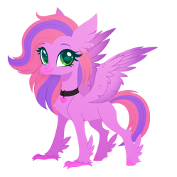 Size: 2820x2835 | Tagged: safe, artist:belka-sempai, derpibooru import, part of a set, oc, oc only, oc:lilac, classical hippogriff, hippogriff, g4, commission, female, heart necklace, jewelry, necklace, simple background, smiling, solo, spread wings, transparent background, wings, ych result