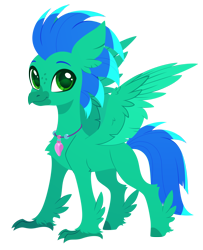 Size: 2226x2747 | Tagged: safe, artist:belka-sempai, derpibooru import, part of a set, oc, oc only, oc:sky splash, classical hippogriff, hippogriff, g4, commission, freckles, jewelry, male, necklace, simple background, smiling, solo, spread wings, transparent background, wings, ych result
