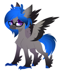 Size: 2277x2675 | Tagged: safe, artist:belka-sempai, derpibooru import, part of a set, oc, oc only, oc:midnight wave, classical hippogriff, hippogriff, g4, classical hippogriffied, commission, hippogriffied, male, simple background, smiling, solo, species swap, transparent background, ych result