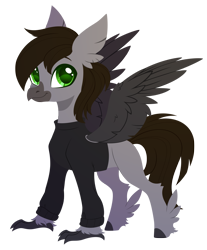 Size: 2191x2650 | Tagged: safe, artist:belka-sempai, derpibooru import, part of a set, oc, oc only, oc:razor uniboop, changeling, classical hippogriff, hippogriff, g4, commission, disguise, disguised changeling, male, simple background, smiling, solo, transparent background, ych result