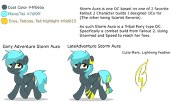 Size: 10000x5946 | Tagged: safe, artist:jhayarr23, derpibooru import, oc, oc only, oc:storm aura, pegasus, fallout equestria, commissioner:solar aura, fallout, pegasus oc, reference sheet, simple background, tattoo, transparent background