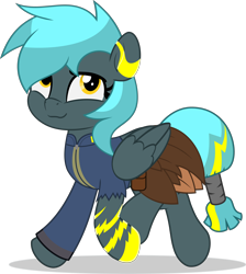 Size: 4478x5000 | Tagged: safe, artist:jhayarr23, derpibooru import, oc, oc only, oc:storm aura, pegasus, fallout equestria, commission, commissioner:solar aura, fallout, female, mare, outfit, pegasus oc, simple background, solo, tattoo, transparent background