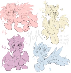 Size: 1252x1280 | Tagged: safe, derpibooru import, oc, butterfly, pony, any gender, any race, any species, commission, lying down, sitting, sketch, ych sketch, your character here