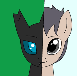 Size: 681x671 | Tagged: safe, artist:fsnyion, derpibooru import, oc, oc only, oc:threxum, changeling, pony, bust, male, portrait