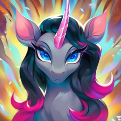 Size: 1024x1024 | Tagged: source needed, safe, ai content, derpibooru import, machine learning generated, oleander, unicorn, them's fightin' herds, community related, female, horn, prompter needed, solo