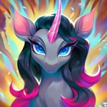 Size: 1024x1024 | Tagged: source needed, safe, ai content, derpibooru import, machine learning generated, oleander, unicorn, them's fightin' herds, community related, female, horn, looking at you, mare, prompter needed, solo