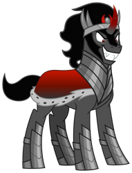 Size: 2844x3730 | Tagged: safe, artist:mlgtrap, derpibooru import, king sombra, pony, umbrum, unicorn, g4, the beginning of the end, antagonist, armor, cape, clothes, evil smile, horn, male, simple background, smiling, solo, transparent background, vector