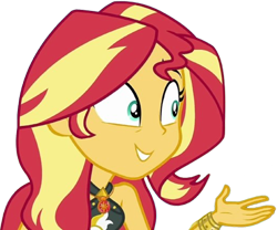 Size: 3033x2520 | Tagged: safe, derpibooru import, edit, edited screencap, editor:homersimpson1983, screencap, sunset shimmer, equestria girls, forgotten friendship, g4, bare shoulders, clothes, equestria girls specials, geode of empathy, magical geodes, not a vector, simple background, sleeveless, smiling, solo, swimsuit, transparent background