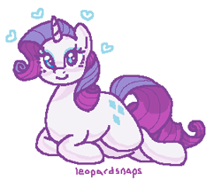 Size: 313x266 | Tagged: safe, alternate version, artist:leopardsnaps, derpibooru import, rarity, pony, unicorn, g4, heart, horn, looking at you, lying down, ms paint, simple background, smiley face, smiling, solo, white background