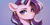 Size: 2400x1200 | Tagged: safe, ai content, derpibooru import, machine learning generated, pony, unicorn, blush lines, blushing, bust, ear fluff, ear piercing, earring, ears, female, frown, horn, jewelry, looking at you, mare, piercing, portrait, prompter:greesys, purple background, simple background, solo