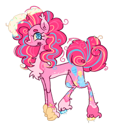 Size: 2048x2048 | Tagged: safe, artist:cingulomana, derpibooru import, part of a set, pinkie pie, earth pony, pony, g4, alternate accessories, alternate color palette, alternate cutie mark, alternate design, alternate mane color, alternate tail color, alternate tailstyle, alternate universe, big tail, blue eyes, chest fluff, coat markings, colored, colored belly, colored eartips, colored eyebrows, colored hooves, colored sclera, concave belly, crystal eyes, curly hair, curly mane, curly tail, ear fluff, ear tufts, ears, eyelashes, facial markings, female, flat colors, food, frosting, gem eyes, high res, hooves, leg fluff, long eyelashes, long legs, long mane, long neck, looking back, mare, messy, messy mane, mismatched hooves, multicolored hooves, neck fluff, pale belly, pink coat, pink hooves, pink mane, pink tail, profile, purple coat, raised hoof, raised leg, shiny eyes, shiny hooves, shoulder fluff, simple background, slender, smiling, snip (coat marking), socks (coat marking), solo, sparkly eyes, sparkly hooves, sparkly legs, splotches, sprinkles in tail, standing, tail, tail accessory, tall ears, thin, three toned mane, three toned tail, tongue, tongue out, transparent background, tri-color mane, tri-color tail, tri-colored mane, tri-colored tail, tricolor mane, tricolor tail, tricolored mane, tricolored tail, unshorn fetlocks, wall of tags, wingding eyes, yellow sclera