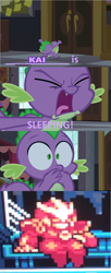 Size: 1280x3128 | Tagged: safe, derpibooru import, edit, edited screencap, screencap, spike, dragon, g4, crossover, gravity circuit, kai (gravity circuit), princess spike, yelling