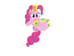 Size: 1080x810 | Tagged: artist needed, source needed, safe, derpibooru import, edit, pinkie pie, alicorn, pony, g4, 1000 hours in ms paint, alicornified, jumping, open mouth, pinkiecorn, race swap, simple background, solo, white background