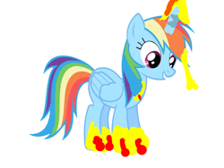 Size: 1080x810 | Tagged: artist needed, source needed, safe, derpibooru import, edit, rainbow dash, alicorn, pony, g4, 1000 hours in ms paint, alicornified, best pony, cute, dashabetes, feminism, race swap, rainbowcorn, simple background, smiling, solo, white background