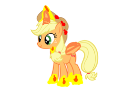 Size: 1080x810 | Tagged: artist needed, source needed, safe, derpibooru import, edit, applejack, alicorn, g4, 1000 hours in ms paint, alicornified, applecorn, hat, race swap, simple background, solo, white background