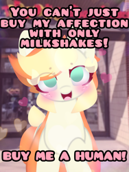 Size: 4096x5460 | Tagged: safe, artist:sodapop sprays, derpibooru import, oc, oc only, oc:sodapop sprays, pegasus, pony, caption, chest fluff, ear fluff, ears, implied human, implied slavery, looking at you, meme, solo, text