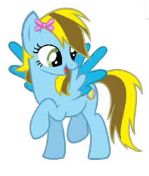 Size: 523x616 | Tagged: safe, artist:amelia-bases, artist:lucky bolt, derpibooru import, oc, oc only, oc:lucky bolt, pegasus, pony, base used, bow, cutie mark, hair bow, happy, not rainbow dash, simple background, solo, transparent background