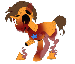 Size: 1233x1060 | Tagged: safe, artist:atcpony, derpibooru import, oc, oc only, oc:crimson rune, pony, unicorn, armor, fading, inanimate tf, male, simple background, stallion, transformation, transparent background