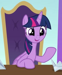 Size: 900x1080 | Tagged: safe, derpibooru import, screencap, twilight sparkle, twilight sparkle (alicorn), alicorn, pony, a horse shoe-in, g4, season 9, book, chair, cute, female, mare, napkin, sitting, solo, twiabetes