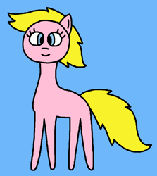 Size: 798x893 | Tagged: safe, artist:the-rainbow-nigga420, derpibooru import, shady, earth pony, pony, g1, g4, 1000 hours in ms paint, blue background, closed mouth, cute, female, g1 shadybetes, g1 to g4, generation leap, mare, ms paint, paint.net, simple background, smiling, solo