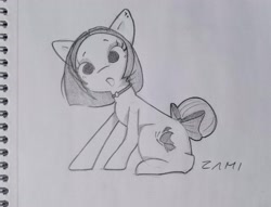 Size: 2801x2143 | Tagged: safe, artist:zamiración, derpibooru exclusive, derpibooru import, oc, oc only, oc:griselda gedeón, earth pony, cute, pencil drawing, photo, solo, traditional art