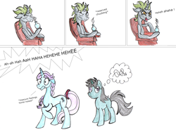 Size: 1874x1387 | Tagged: safe, artist:fleximusprime, derpibooru import, oc, oc only, unicorn, atg 2024, horn, laughing mad, newbie artist training grounds, simple background, unicorn oc, white background
