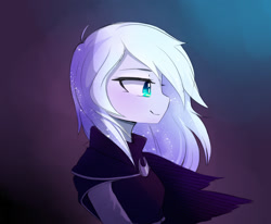 Size: 1597x1313 | Tagged: safe, artist:magnaluna, derpibooru import, princess luna, human, g4, clothes, female, humanized, profile, side view, smiling, solo, white-haired luna