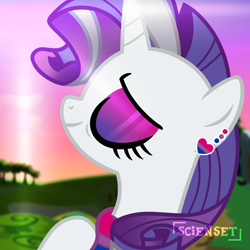 Size: 1280x1280 | Tagged: safe, artist:scienset, derpibooru import, edit, edited screencap, screencap, rarity, g4, the last problem, bisexual pride flag, pride, pride flag, pride month, solo