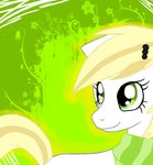 Size: 139x150 | Tagged: safe, artist:lupisvulpes, derpibooru import, earth pony, pony, 2011, blonde, blonde mane, green background, green eyes, old art, simple background, solo, wayback machine source, white coat