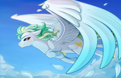 Size: 2000x1292 | Tagged: safe, artist:symphstudio, derpibooru import, oc, oc only, pegasus, pony, colored wings, commission, flying, gradient wings, pegasus oc, side view, solo, wings, ych result