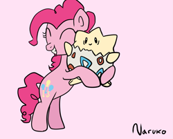 Size: 1241x1000 | Tagged: safe, artist:wrath-marionphauna, derpibooru import, pinkie pie, earth pony, base used, cute, diapinkes, hug, plushie, pokémon, togepi