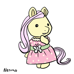 Size: 1280x1280 | Tagged: safe, artist:wrath-marionphauna, derpibooru import, fluttershy, clothes, crossover, dress, sylvanian families