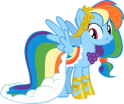 Size: 1403x1175 | Tagged: safe, artist:choedan-kal, derpibooru import, rainbow dash, pegasus, pony, g4, season 1, suited for success, clothes, cute, dashabetes, dress, female, formal wear, gala dress, gown, grand galloping gala, mare, rainbow dash always dresses in style, rainbow dash's first gala dress, simple background, solo, transparent background, vector