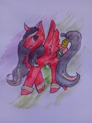 Size: 3060x4080 | Tagged: safe, derpibooru import, oc, oc only, alicorn, abstract background, art fight, painting, traditional art