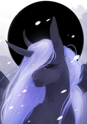 Size: 1238x1759 | Tagged: safe, artist:riressa, derpibooru import, nightmare moon, alicorn, pony, g4, bust, portrait, solo